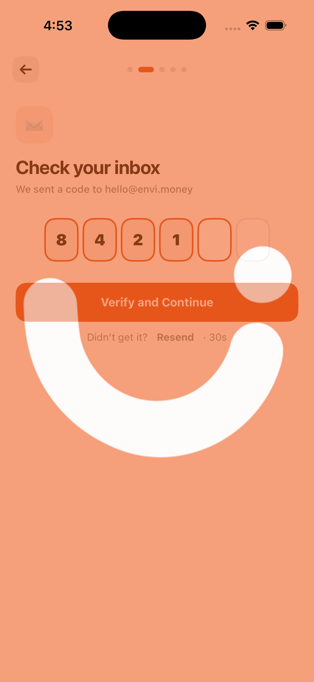 Envi Passwordless Login OTP Screen